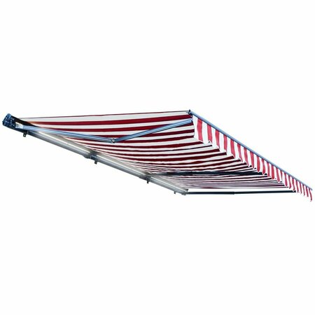 ALEKO Motorized LED 16 x 10 ft. Half Cassette Retractable Awning, Red & White Stripes AWCL16X10RDWT05-UNB